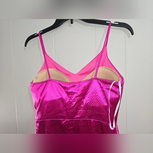 Lulus Magenta Pink Satin Mini Dress,.Size Medium - Picture 6 of 11